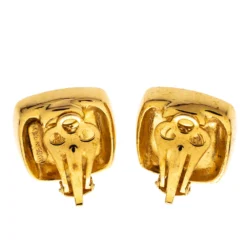 Versace Medusa Two Tone Square Clip-on Stud Earrings For Women -Versace Official Website luxury women versace used accessories p287479 004