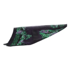 Versace Black & Purple Floral Print Silk Stole For Women -Versace Official Website luxury women versace used accessories p292666 004