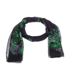Versace Black & Purple Floral Print Silk Stole For Women