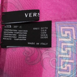 Versace Fuschia Pink Printed Silk Stole For Women -Versace Official Website luxury women versace used accessories p292668 001
