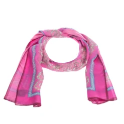 Versace Fuschia Pink Printed Silk Stole For Women