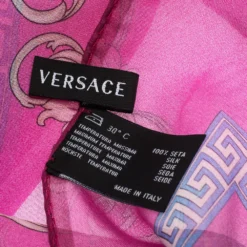 Versace Fuchsia Pink Printed Silk Stole For Women -Versace Official Website luxury women versace used accessories p292669 002