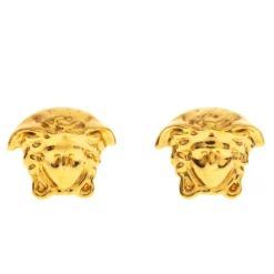 Versace Medusa Gold Tone Stud Earrings For Women