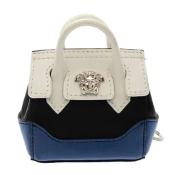 Versace Tri Color Leather Medusa Bag Coin Pouch Key Chain For Women