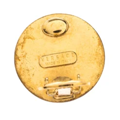Versace Medusa Gold Tone Round Clip-on Stud Earrings For Women -Versace Official Website luxury women versace used accessories p299616 006