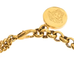 Versace Medusa Enamel Gold Tone Round Charm Chain Bracelet For Women -Versace Official Website luxury women versace used accessories p299738 004
