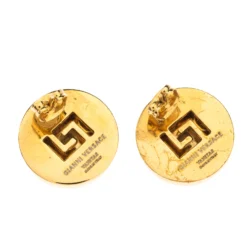 Versace Medusa Black Enamel Gold Tone Round Stud Earrings For Women -Versace Official Website luxury women versace used accessories p299746 004