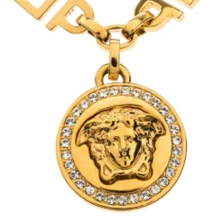 Versace Crystal Medusa Medallion Greca Gold Tone Chain Bracelet For Women -Versace Official Website luxury women versace used accessories p301491 004