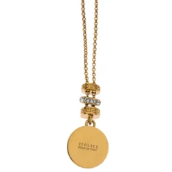 Versace Gold Tone Crystal Tiered Medusa Pendant Adjustable Necklace For Women -Versace Official Website luxury women versace used accessories p302549 002