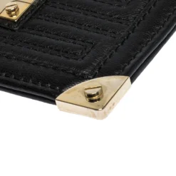 Versace Black Quilted Leather Coin Purse And Key Charm For Women -Versace Official Website luxury women versace used accessories p312700 002