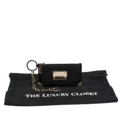 Versace Black Quilted Leather Coin Purse And Key Charm For Women -Versace Official Website luxury women versace used accessories p312700 004