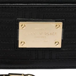 Versace Black Quilted Leather Coin Purse And Key Charm For Women -Versace Official Website luxury women versace used accessories p312700 005