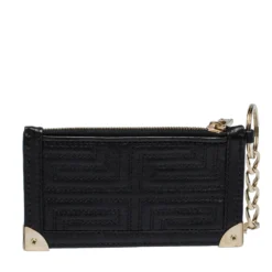 Versace Black Quilted Leather Coin Purse And Key Charm For Women -Versace Official Website luxury women versace used accessories p312700 007