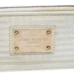 Versace White Quilted Leather Coin Purse And Key Charm For Women -Versace Official Website luxury women versace used accessories p312719 006
