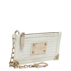 Versace White Quilted Leather Coin Purse And Key Charm For Women -Versace Official Website luxury women versace used accessories p312719 007