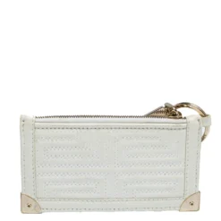 Versace White Quilted Leather Coin Purse And Key Charm For Women -Versace Official Website luxury women versace used accessories p312719 008