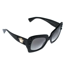 Versace Black Crystal Studded/Grey Gradient 4308-B Cat Eye Sunglasses For Women