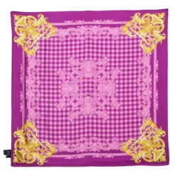 Versace Orchid Pink Medusa Print Silk Scarf For Women