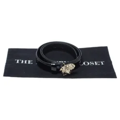 Versace Black Patent Leather Medusa Buckle Belt 95CM For Women -Versace Official Website luxury women versace used accessories p325865 008
