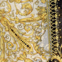 Versace White & Gold Baroque Print Silk Scarf For Women -Versace Official Website luxury women versace used accessories p337360 005