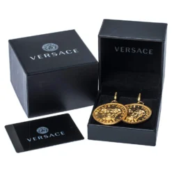 Versace Medusa Coin Gold Tone Drop Earring For Women -Versace Official Website luxury women versace used accessories p349786 006