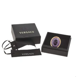 Versace Enamel Crystal Gold Tone Cocktail Ring Size 59 For Women 13 Versace Enamel Crystal Gold Tone Cocktail Ring Size 59 For Women -Versace Official Website luxury women versace used accessories p366023 001