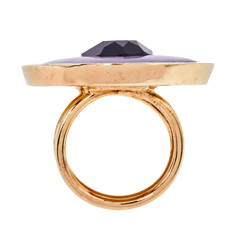 Versace Enamel Crystal Gold Tone Cocktail Ring Size 59 For Women 4 Versace Enamel Crystal Gold Tone Cocktail Ring Size 59 For Women - Image 4