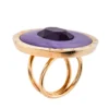 Versace Enamel Crystal Gold Tone Cocktail Ring Size 59 For Women