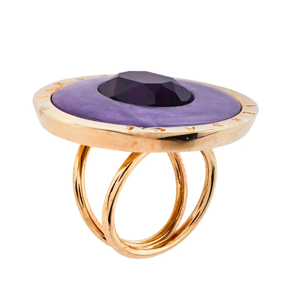 Versace Enamel Crystal Gold Tone Cocktail Ring Size 59 For Women 1 Versace Enamel Crystal Gold Tone Cocktail Ring Size 59 For Women