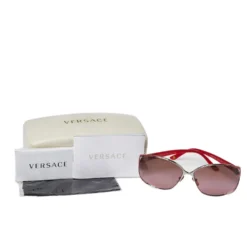 Versace Red/ Brown & Pink Gradient 2125-B Medusa Icon Aviator Sunglasses For Women -Versace Official Website luxury women versace used accessories p367307 001