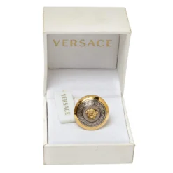 Versace Two Tone Vanitas Medusa Ring Size EU 53 For Women -Versace Official Website luxury women versace used accessories p381000 001