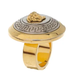 Versace Two Tone Vanitas Medusa Ring Size EU 53 For Women