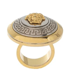 Versace Two Tone Vanitas Medusa Ring Size EU 53 For Women -Versace Official Website luxury women versace used accessories p381000 004