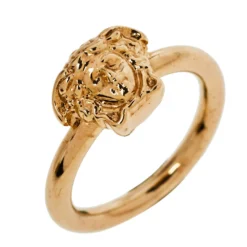 Versace Pale Gold Tone Strong Wrap Medusa Ring Size EU 50.5 For Women -Versace Official Website luxury women versace used accessories p385973 005