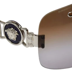 Versace Silver Tone/ Bicolor Gradient 2132 Shield Sunglasses For Women -Versace Official Website luxury women versace used accessories p396965 003