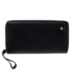 Versace Black Saffiano Leather Medusa Wallet Organizer For Women