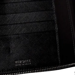 Versace Black Saffiano Leather Medusa Wallet Organizer For Women -Versace Official Website luxury women versace used accessories p408743 010