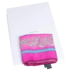Versace Pink Baroque Print Silk Chiffon Stole For Women -Versace Official Website luxury women versace used accessories p413282 005