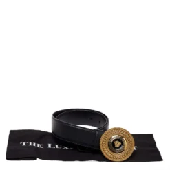 Versace Black Leather Medusa Belt 75CM For Women -Versace Official Website luxury women versace used accessories p413999 001