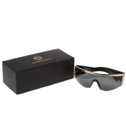 Versace Gold Tone/Grey 2197 Medusa Shield Sunglasses For Women -Versace Official Website luxury women versace used accessories p417175 001