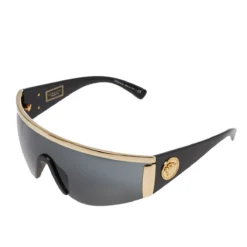 Versace Gold Tone/Grey 2197 Medusa Shield Sunglasses For Women -Versace Official Website luxury women versace used accessories p417175 005