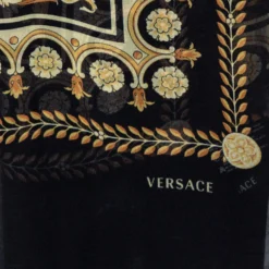 Versace Black Baroque Print Crepe Silk Stole For Women -Versace Official Website luxury women versace used accessories p417618 005