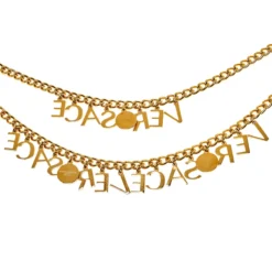 Versace Gold Tone Logo & Medusa Charms Chain Belt For Women -Versace Official Website luxury women versace used accessories p430375 006