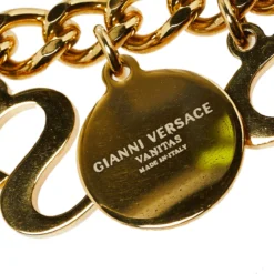 Versace Gold Tone Logo & Medusa Charms Chain Belt For Women -Versace Official Website luxury women versace used accessories p430375 007