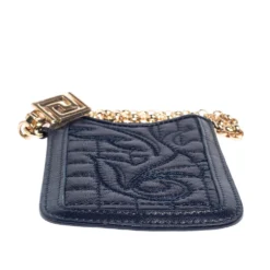 Versace Blue Leather Phone Holder For Women -Versace Official Website luxury women versace used accessories p444738 006