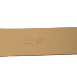 Versace Beige Leather Bow Detail Belt 85CM For Women -Versace Official Website luxury women versace used accessories p444780 002