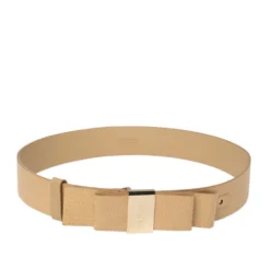 Versace Beige Leather Bow Detail Belt 85CM For Women
