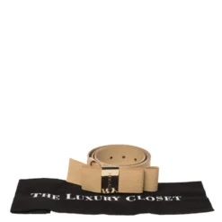 Versace Beige Leather Bow Detail Belt 85CM For Women -Versace Official Website luxury women versace used accessories p444780 005