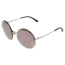 Versace Silver/Purple Meatal MOD 2176 Medusa Rimless Round Sunglasses For Women -Versace Official Website luxury women versace used accessories p448898 004
