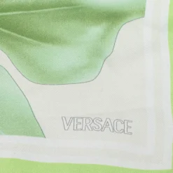 Versace Light Green Floral Print Silk Scarf For Women -Versace Official Website luxury women versace used accessories p454357 003
